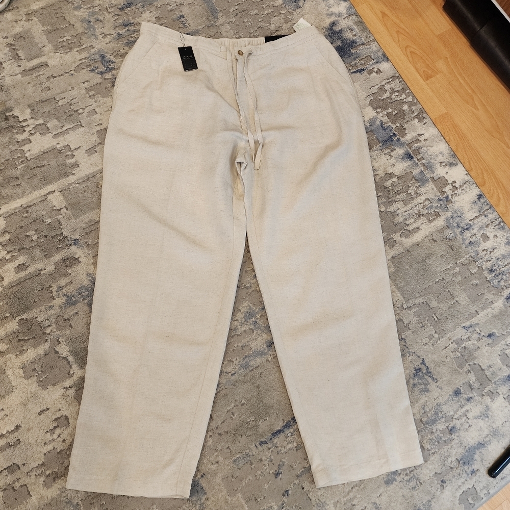 NWT Axis Linen Beige Linen Drawstring Trousers Men's size XXL